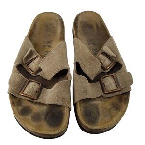 Birkenstock Betula Light Brown Slide Flat Sandal 43 Comfort 3 Strap Buckle Wide